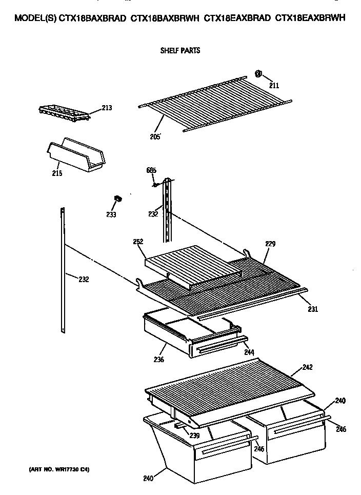 Hotpoint CTX18BAXBRAD shelves diagram