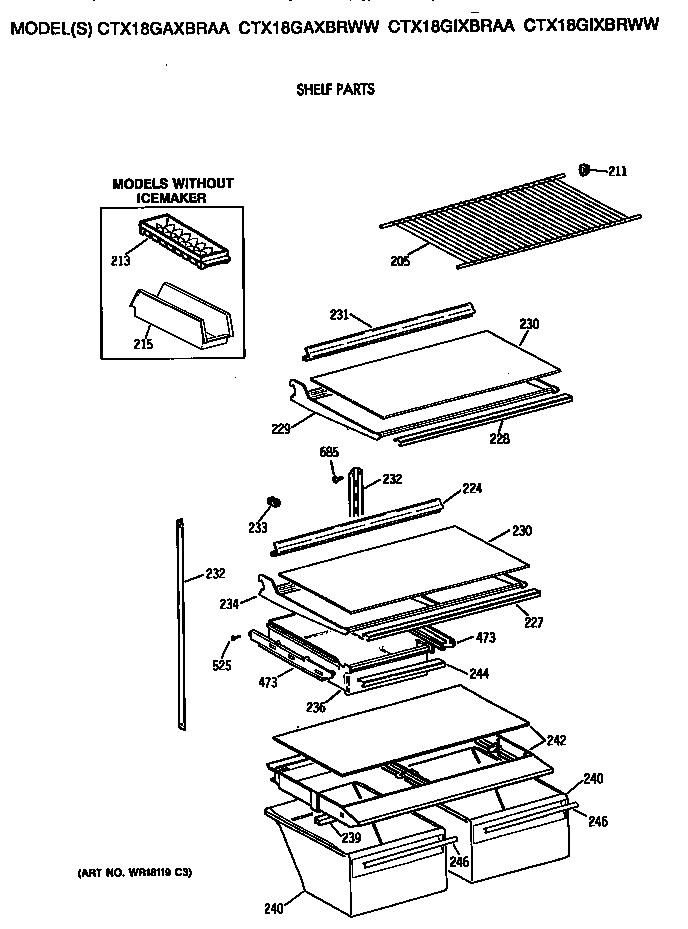 Hotpoint CTX18GAXBRAA shelves diagram