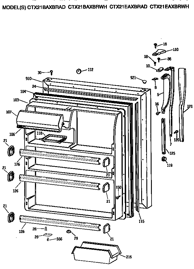 Hotpoint CTX21BAXBRAD fresh food door diagram