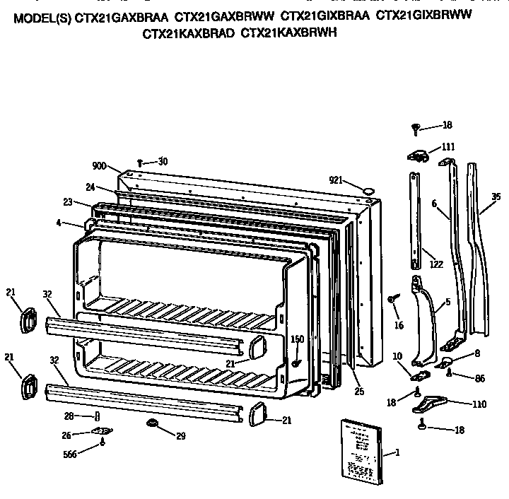 Hotpoint CTX21GIXBRWW freezer door diagram