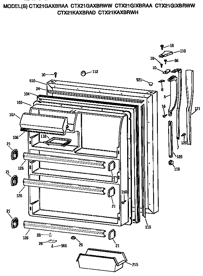 Hotpoint CTX21GIXBRWW fresh food door diagram