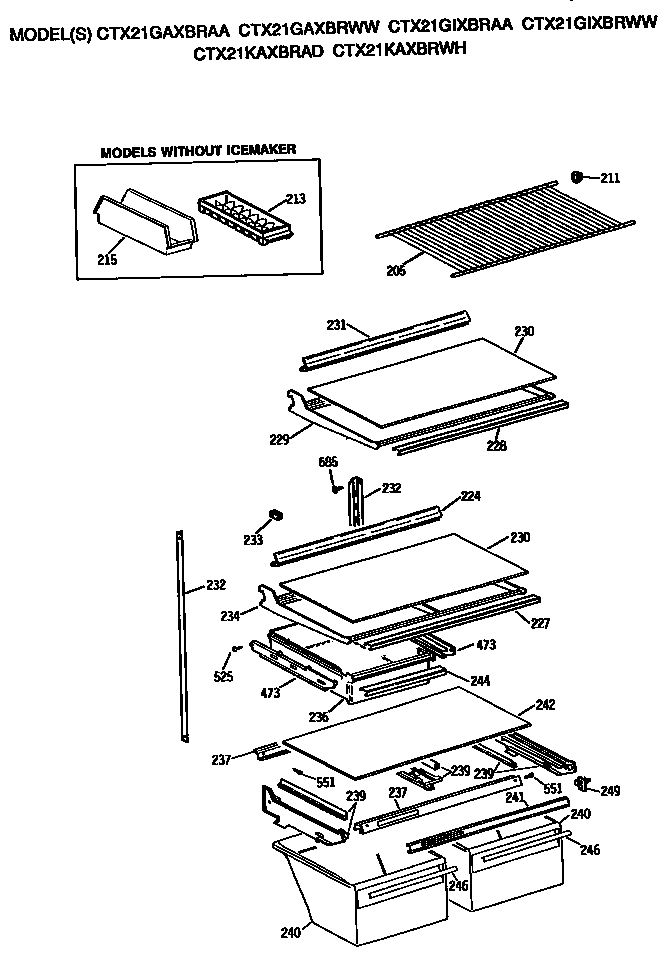 Hotpoint CTX21GIXBRWW shelves diagram