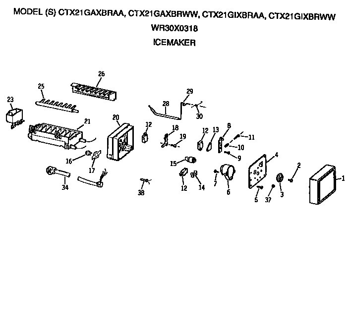Hotpoint CTX21GIXBRWW icemaker diagram