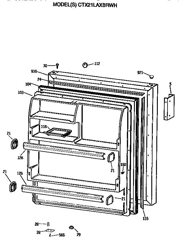 Hotpoint CTX21LAXBRWH fresh food door diagram