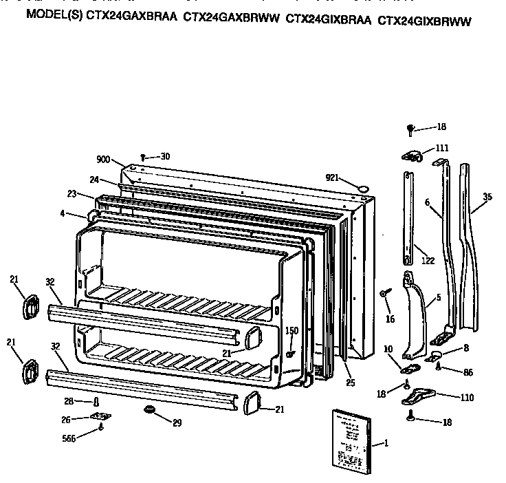 Hotpoint CTX24GAXBRWW freezer door diagram