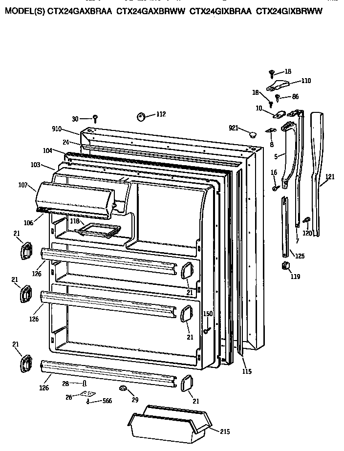 Hotpoint CTX24GAXBRWW fresh food door diagram