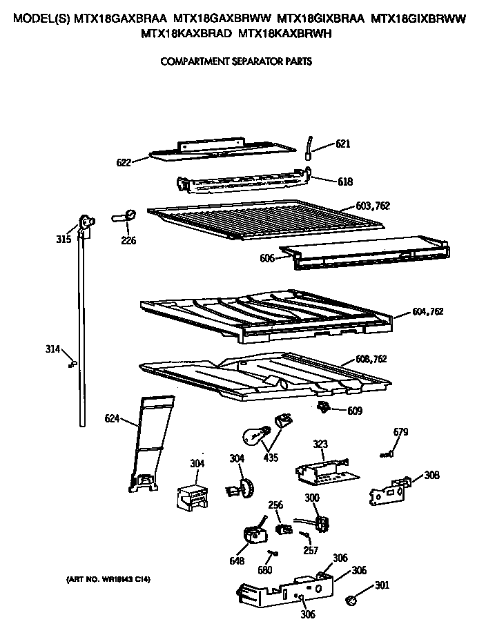 GE MTX18KAXBRWH compartment separator diagram