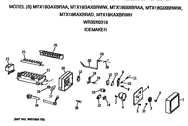 GE MTX18KAXBRWH icemaker diagram