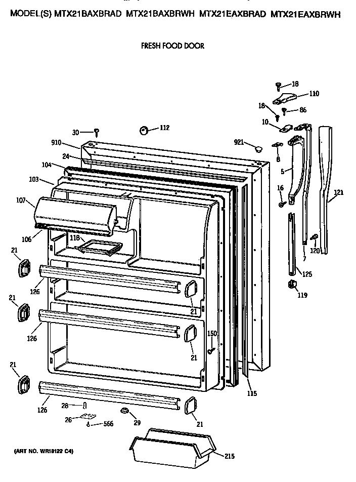 GE MTX21EAXBRAD fresh food door diagram