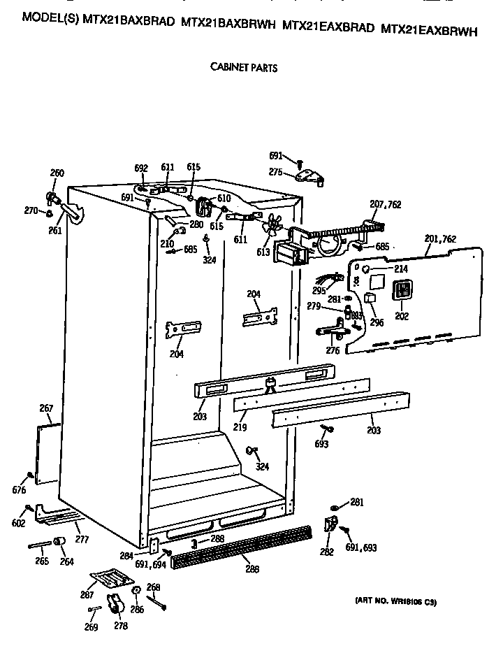 GE MTX21EAXBRAD cabinet diagram