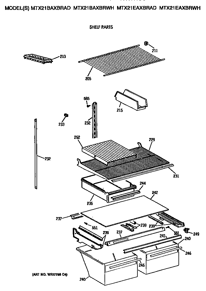 GE MTX21EAXBRAD shelves diagram
