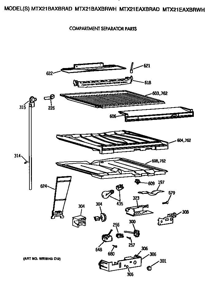 GE MTX21EAXBRAD compartment separator diagram