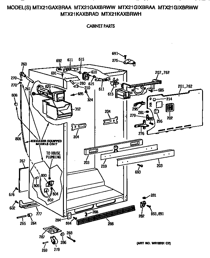 GE MTX21GAXBRWW cabinet diagram