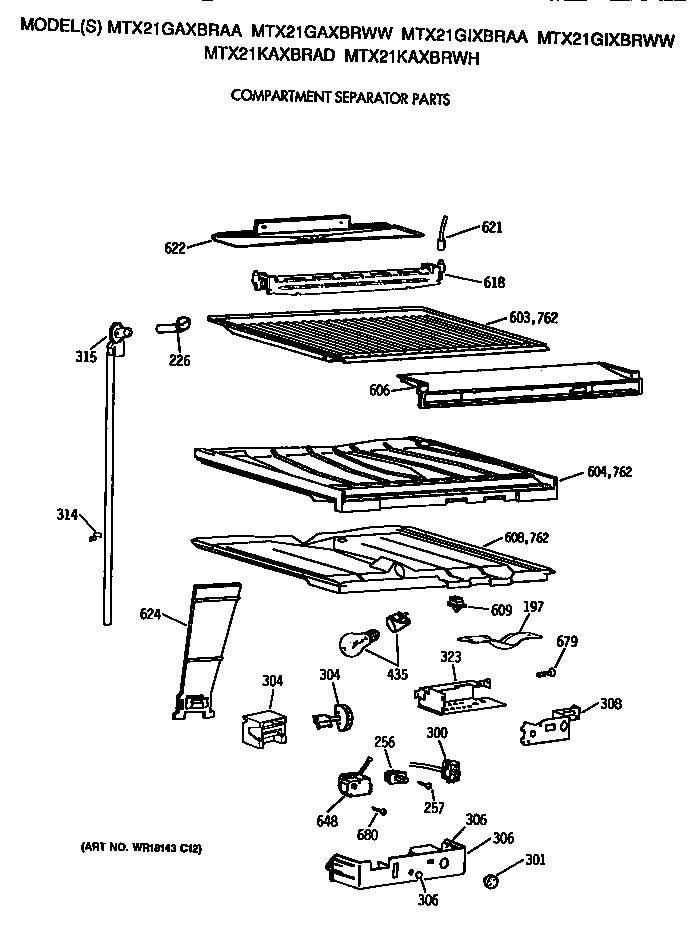 GE MTX21GAXBRWW compartment separator diagram