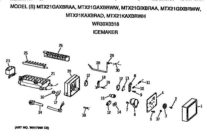 GE MTX21GAXBRWW icemaker diagram