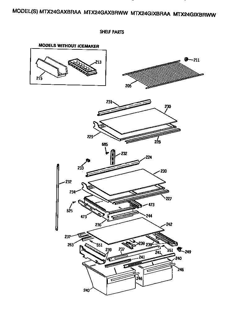 GE MTX24GIXBRWW shelves diagram
