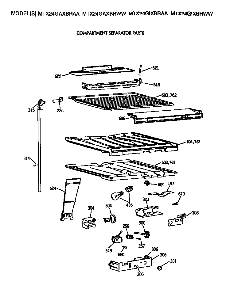 GE MTX24GIXBRWW compartment separator diagram