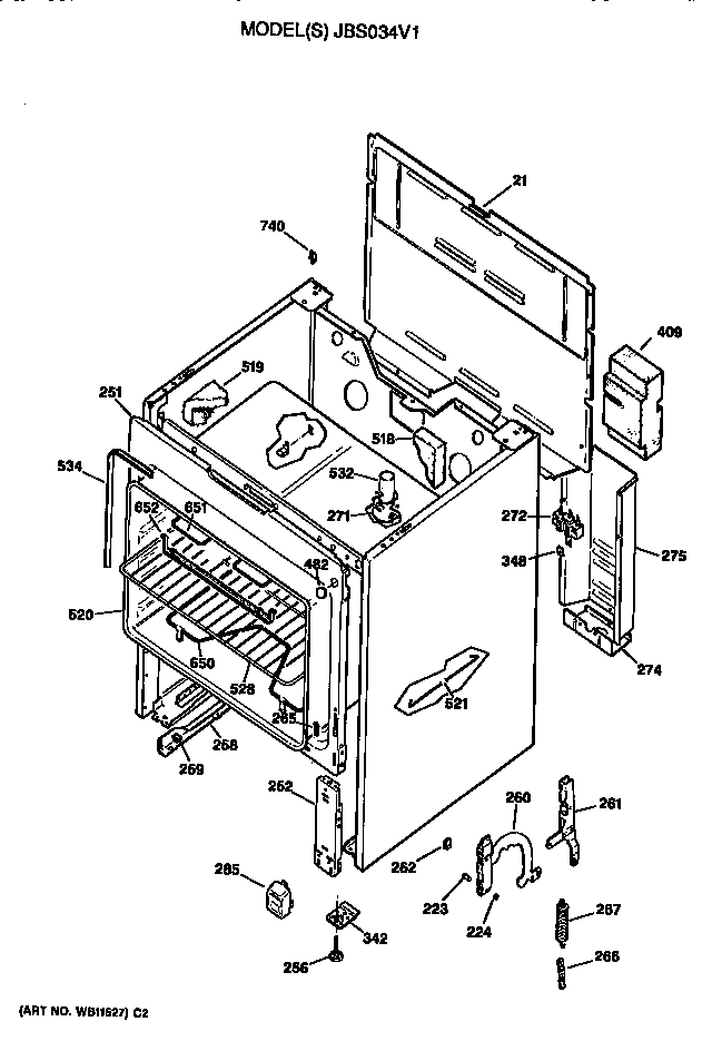 GE JBS034V1 main body diagram