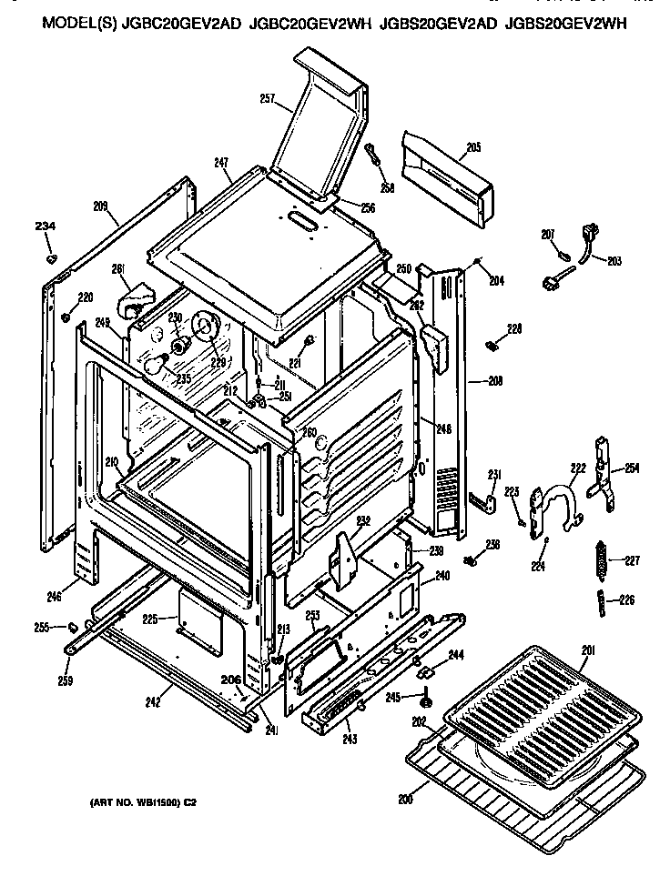 GE JGBS20GEV2WH oven cabinet diagram
