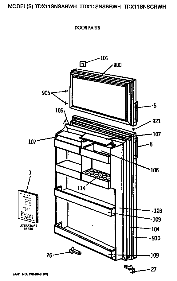 GE TDX11SNSCRWH door diagram