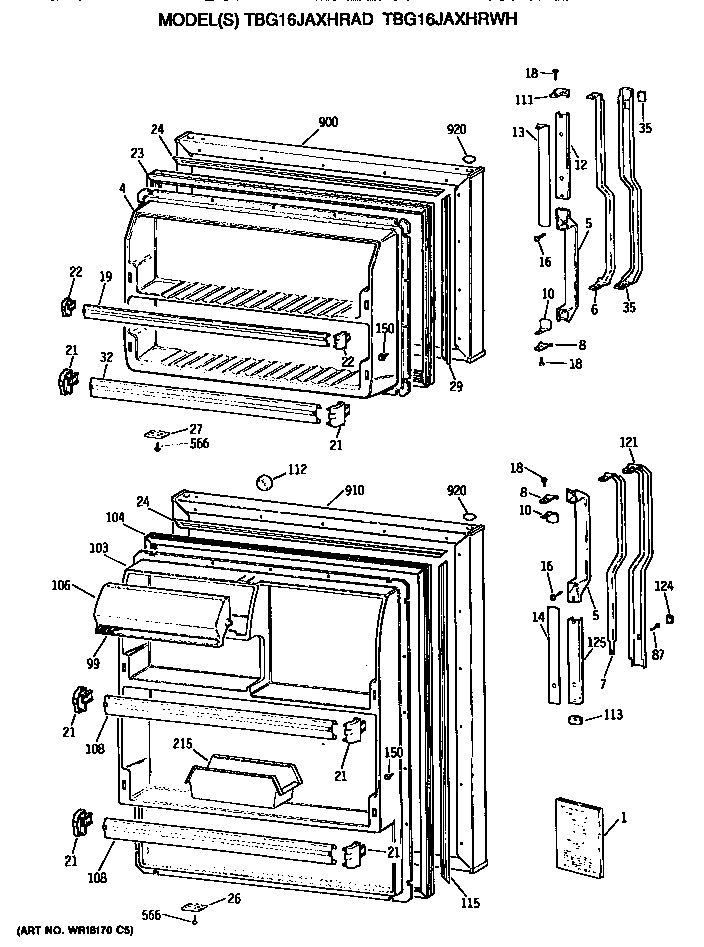 GE TBG16JAXHRAD doors diagram