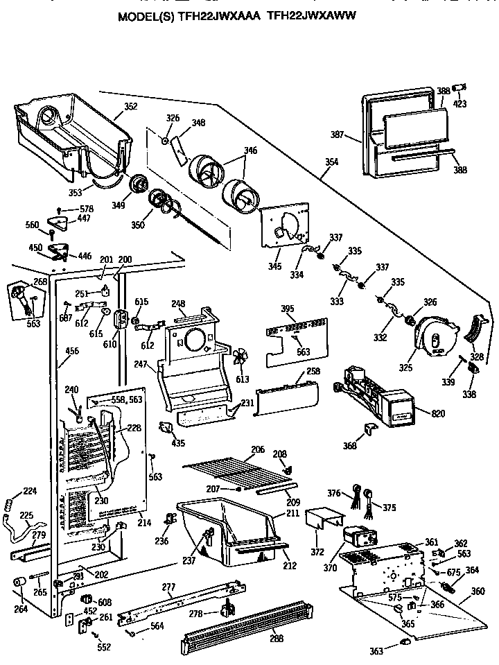 GE TFH22JWXAWW freezer section diagram