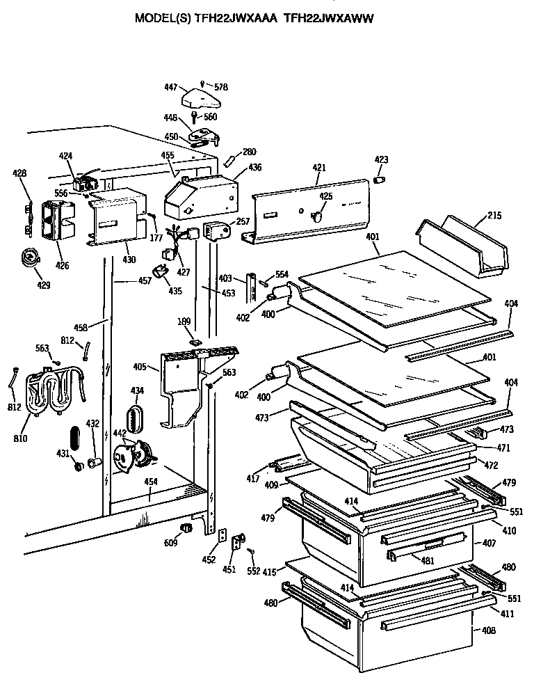 GE TFH22JWXAWW fresh food section diagram
