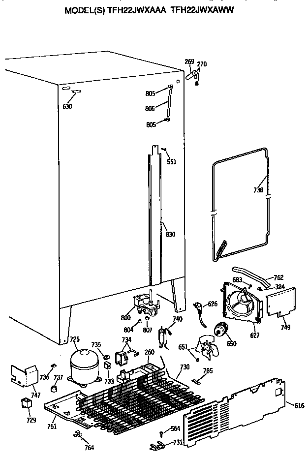 GE TFH22JWXAWW unit diagram