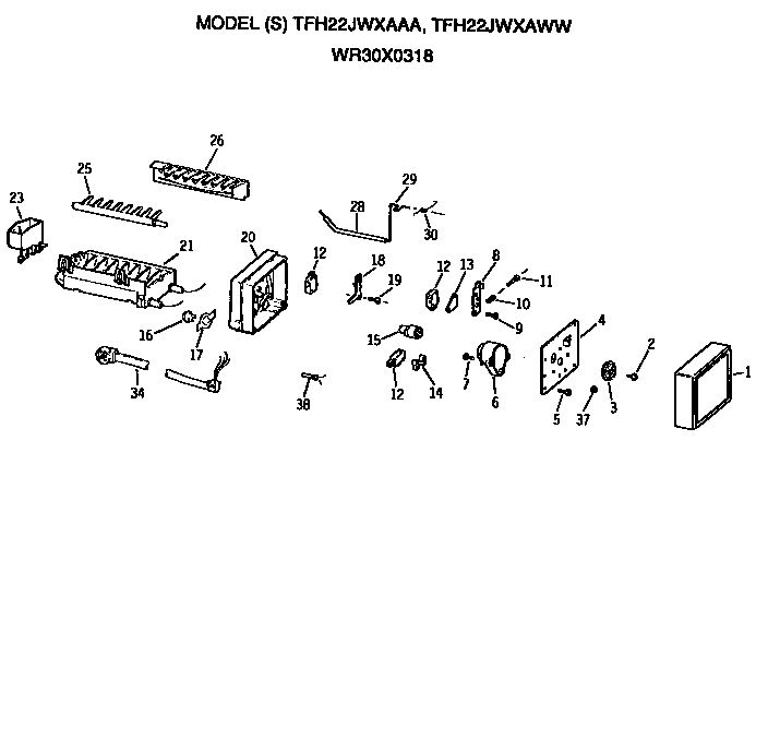GE TFH22JWXAWW icemaker diagram
