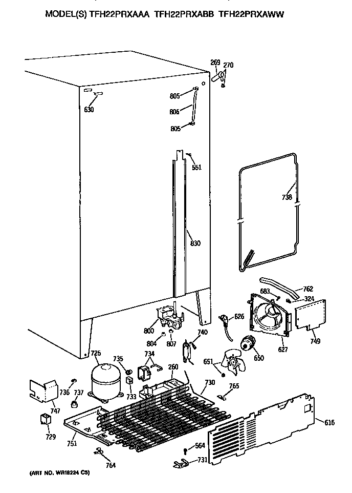 GE TFH22PRXAWW unit diagram