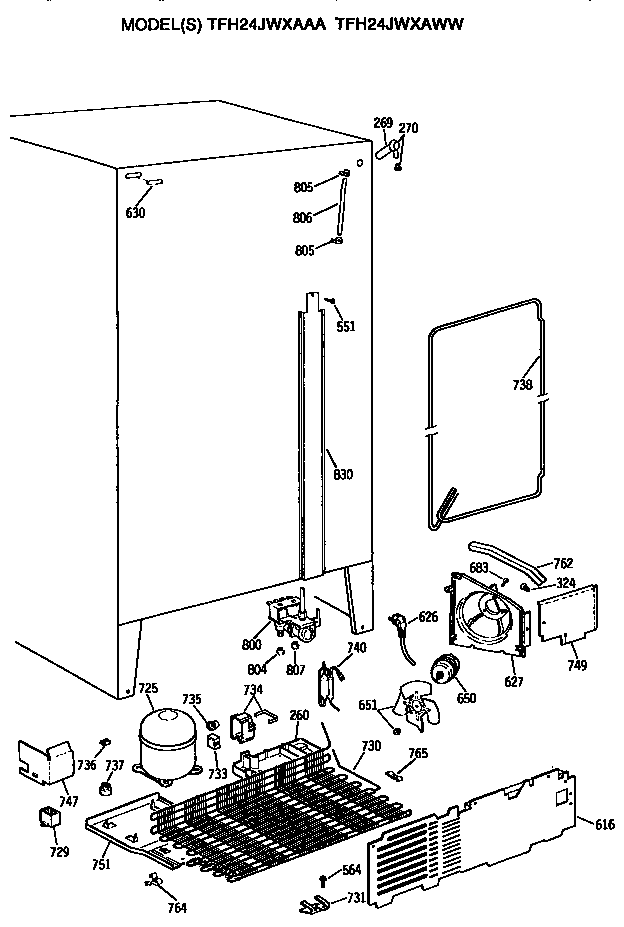 GE TFH24JWXAWW unit diagram
