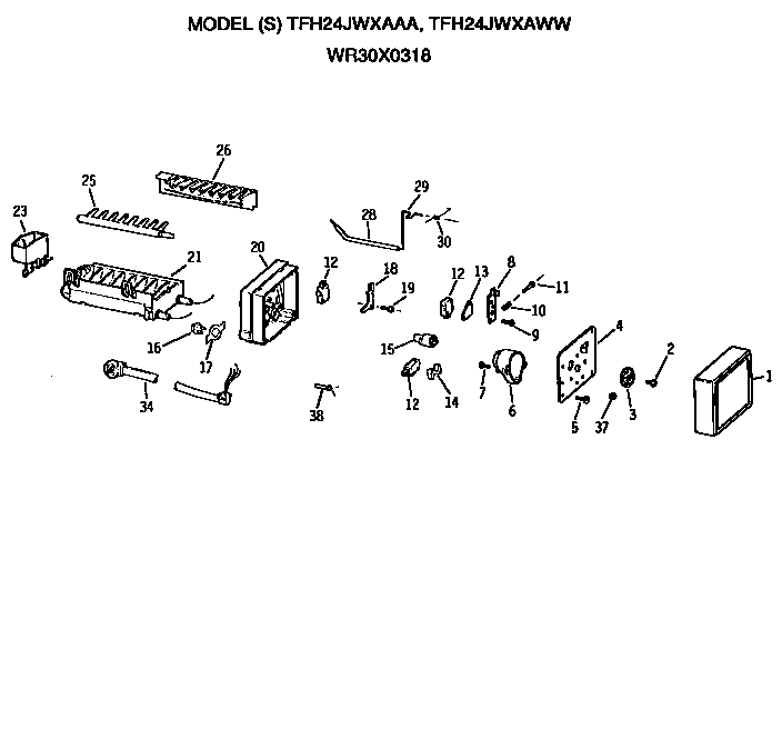 GE TFH24JWXAWW icemaker diagram