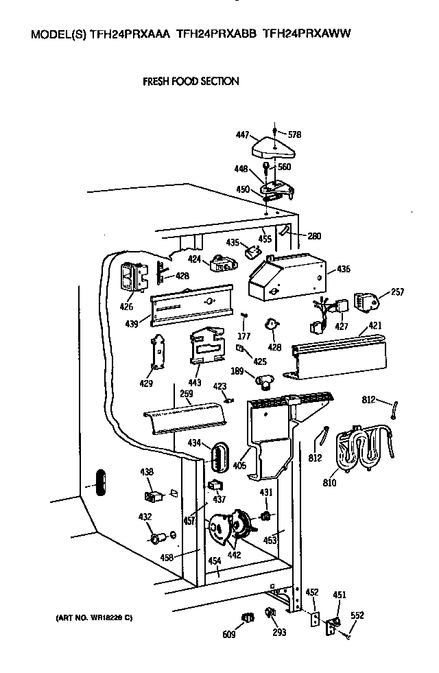 GE TFH24PRXABB fresh food section diagram
