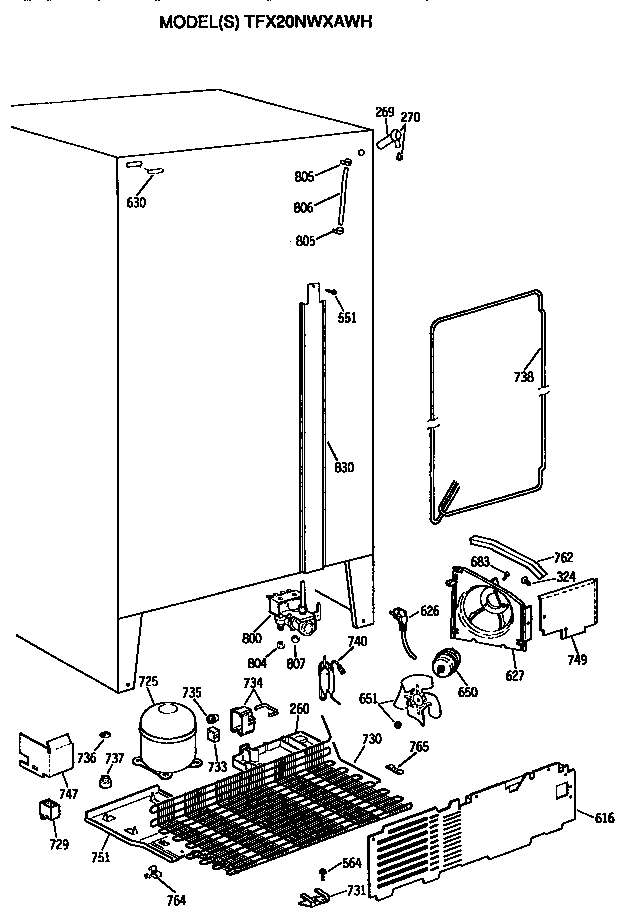 GE TFX20NWXAWH unit diagram