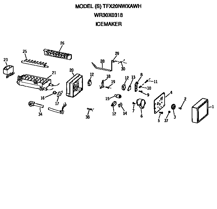 GE TFX20NWXAWH unit diagram