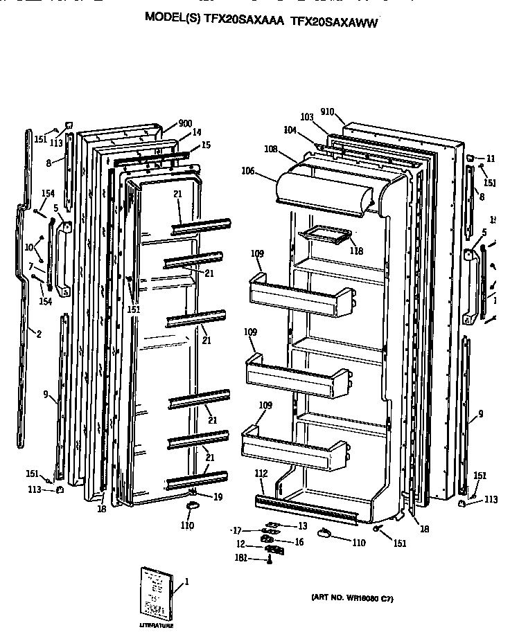 GE TFX20SAXAAA doors diagram