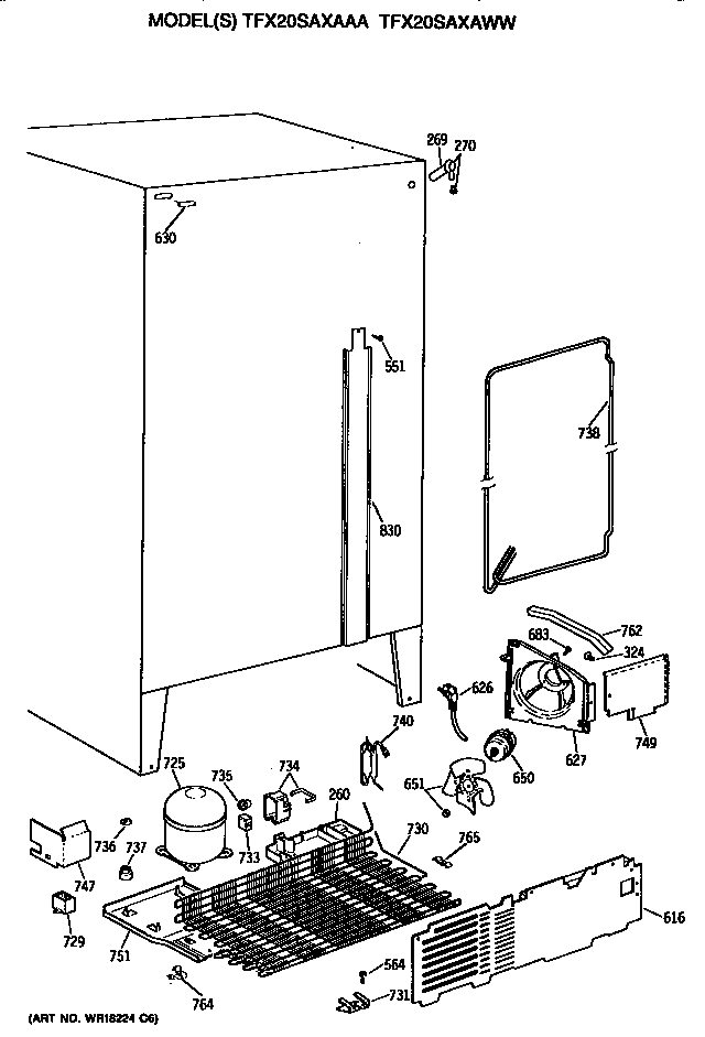 GE TFX20SAXAAA unit diagram