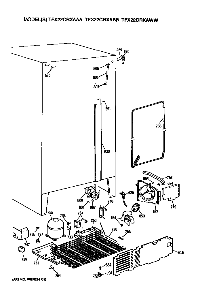 GE TFX22CRXAWW unit diagram