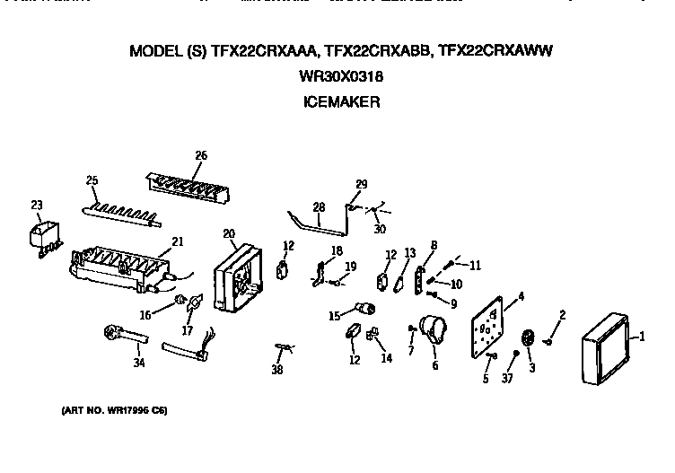 GE TFX22CRXAWW icemaker diagram