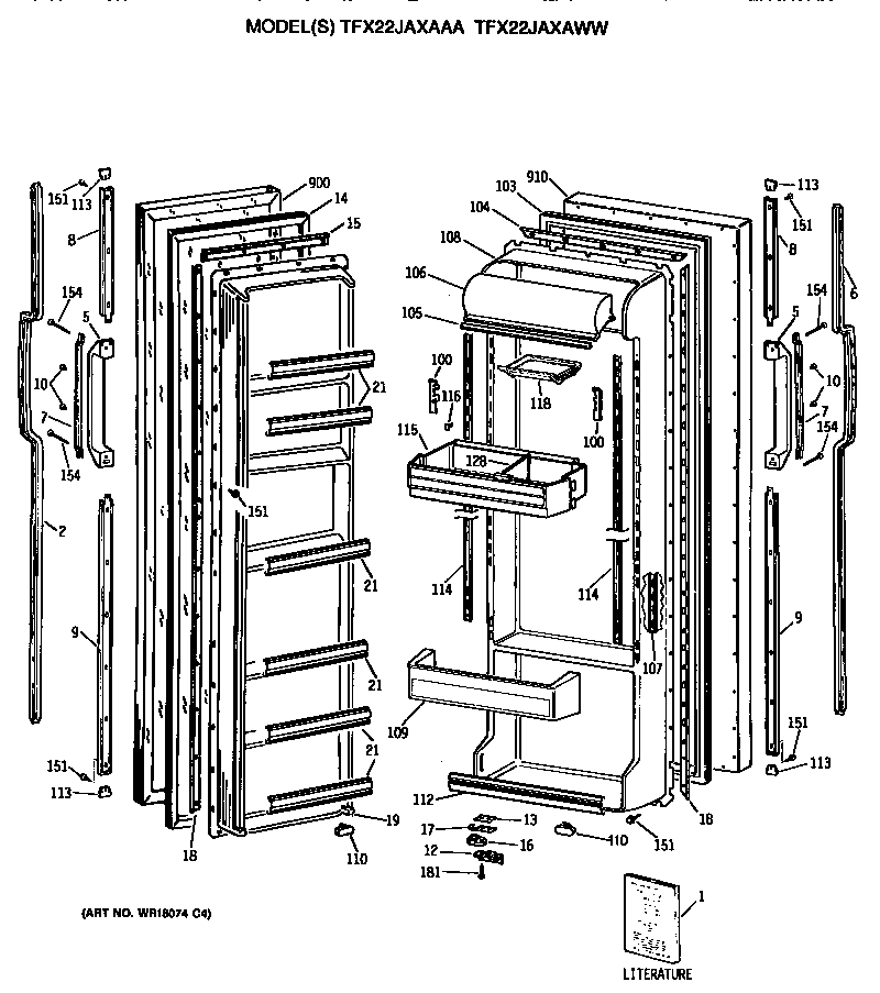 GE TFX22JAXAWW doors diagram