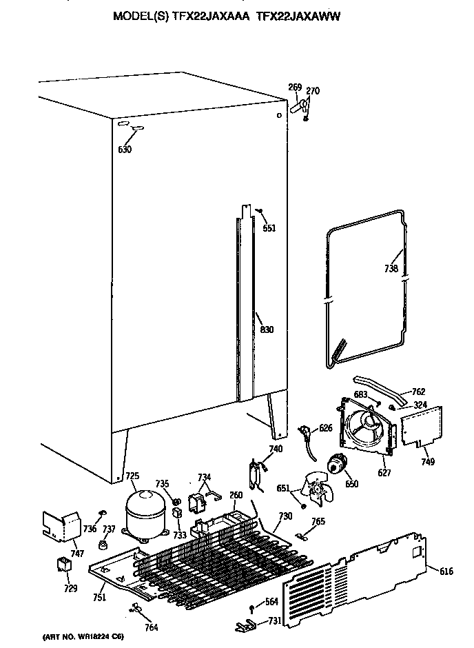 GE TFX22JAXAWW unit diagram