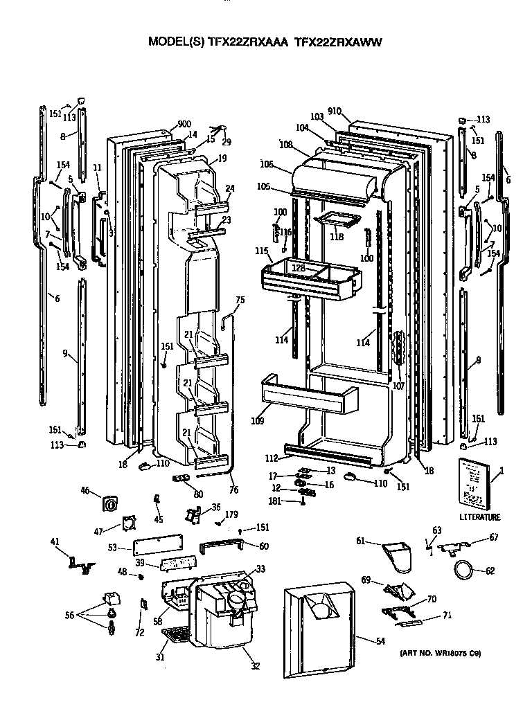 GE TFX22ZRXAAA doors diagram