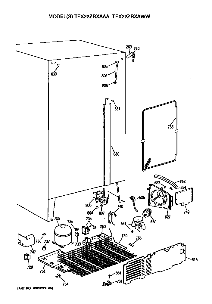 GE TFX22ZRXAAA unit diagram