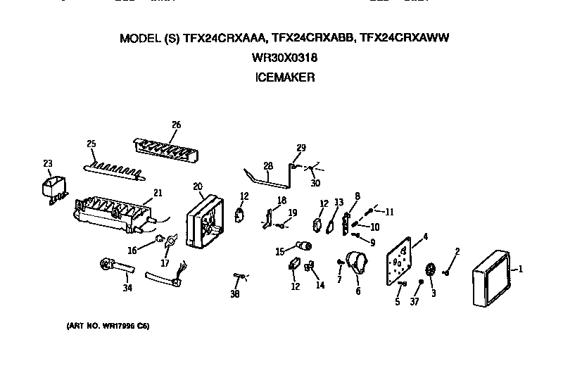 GE TFX24CRXABB icemaker diagram