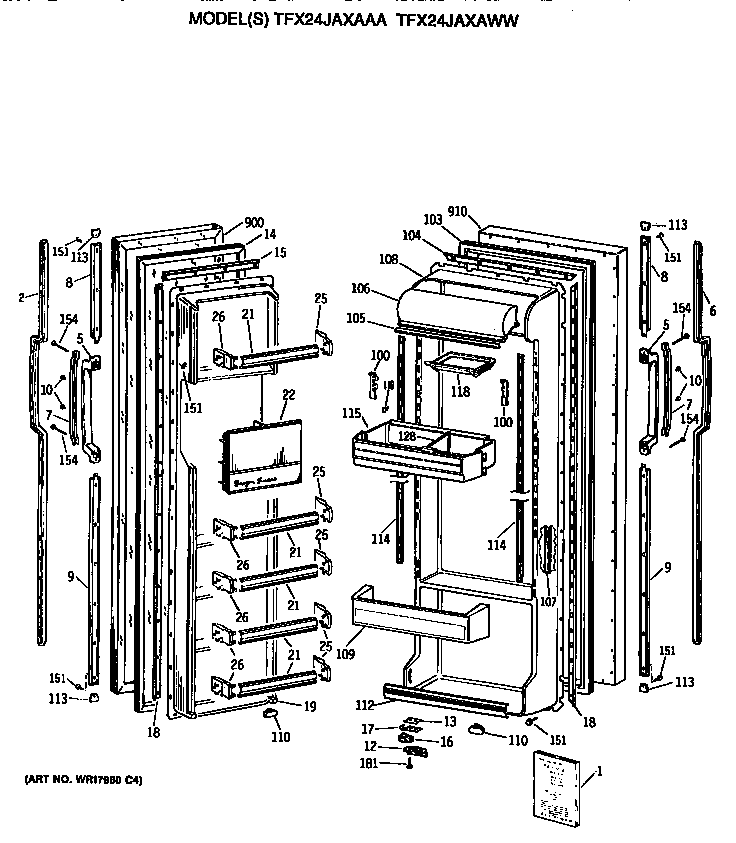 GE TFX24JAXAWW doors diagram