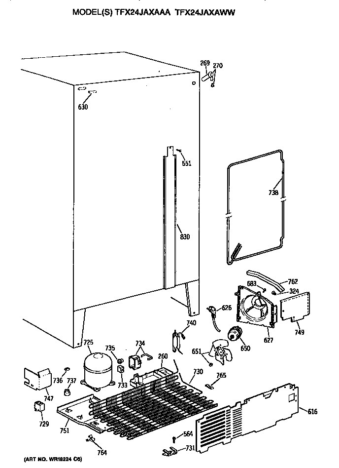 GE TFX24JAXAWW unit diagram