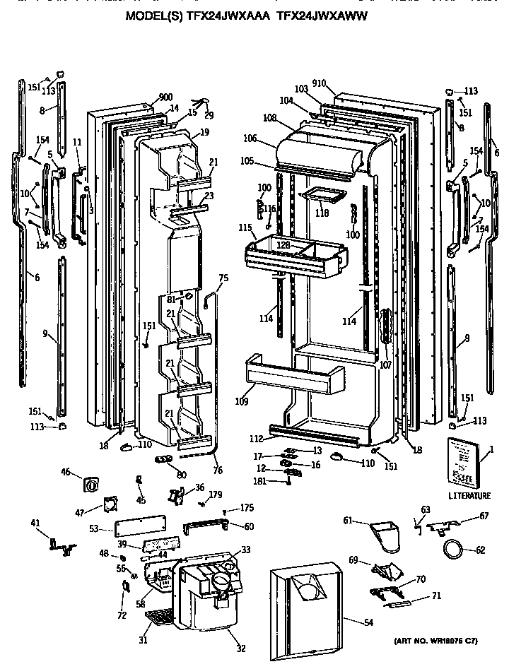 GE TFX24JWXAWW doors diagram