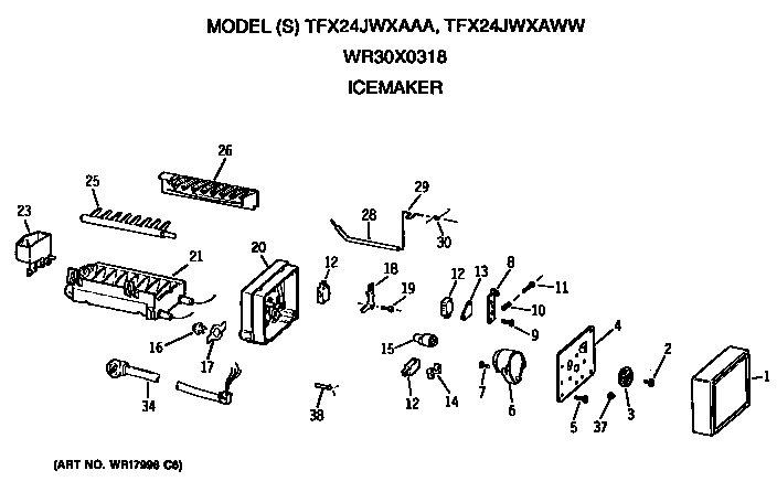 GE TFX24JWXAWW icemaker diagram
