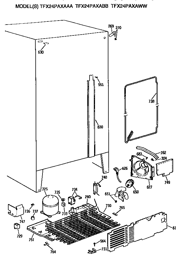 GE TFX24PAXABB unit diagram