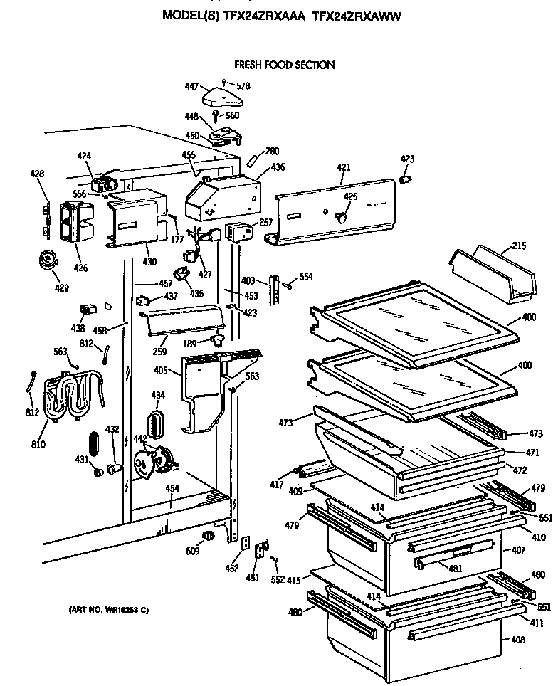 GE TFX24ZRXAAA fresh food section diagram